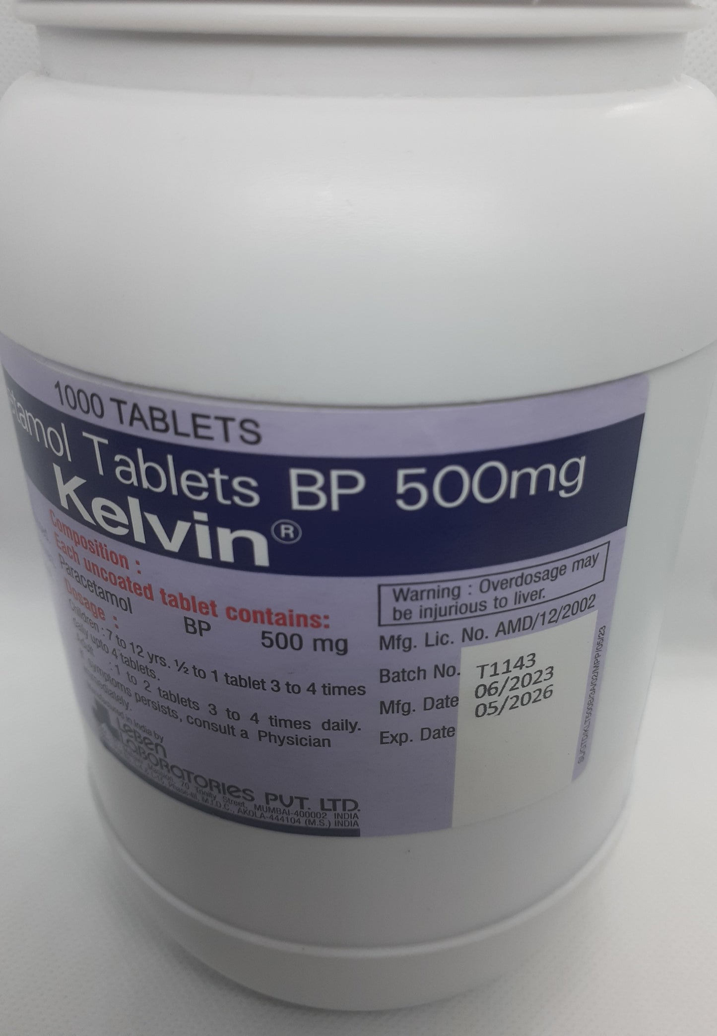 Paracetamol Kelvin 2000 Tablets